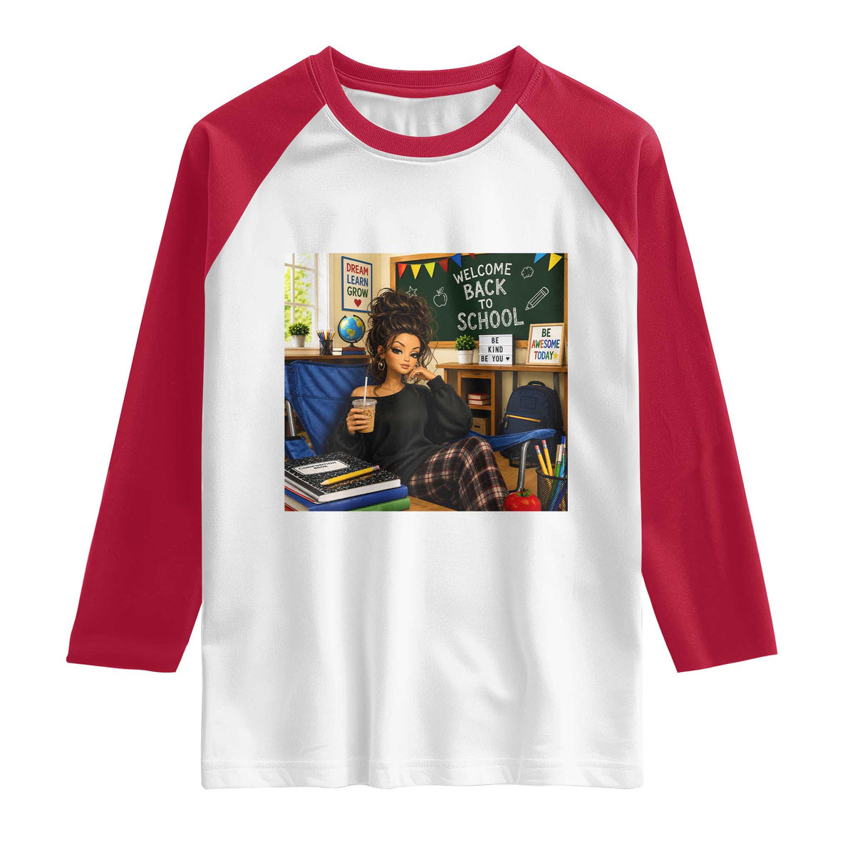Funny Back To School Doll Face Meme Raglan Shirt Coffee Teacher Gift