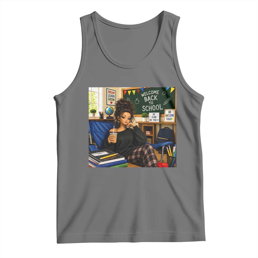 Funny Back To School Doll Face Meme Tank Top Coffee Teacher Gift