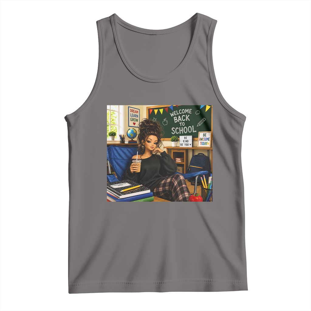 Funny Back To School Doll Face Meme Tank Top Coffee Teacher Gift