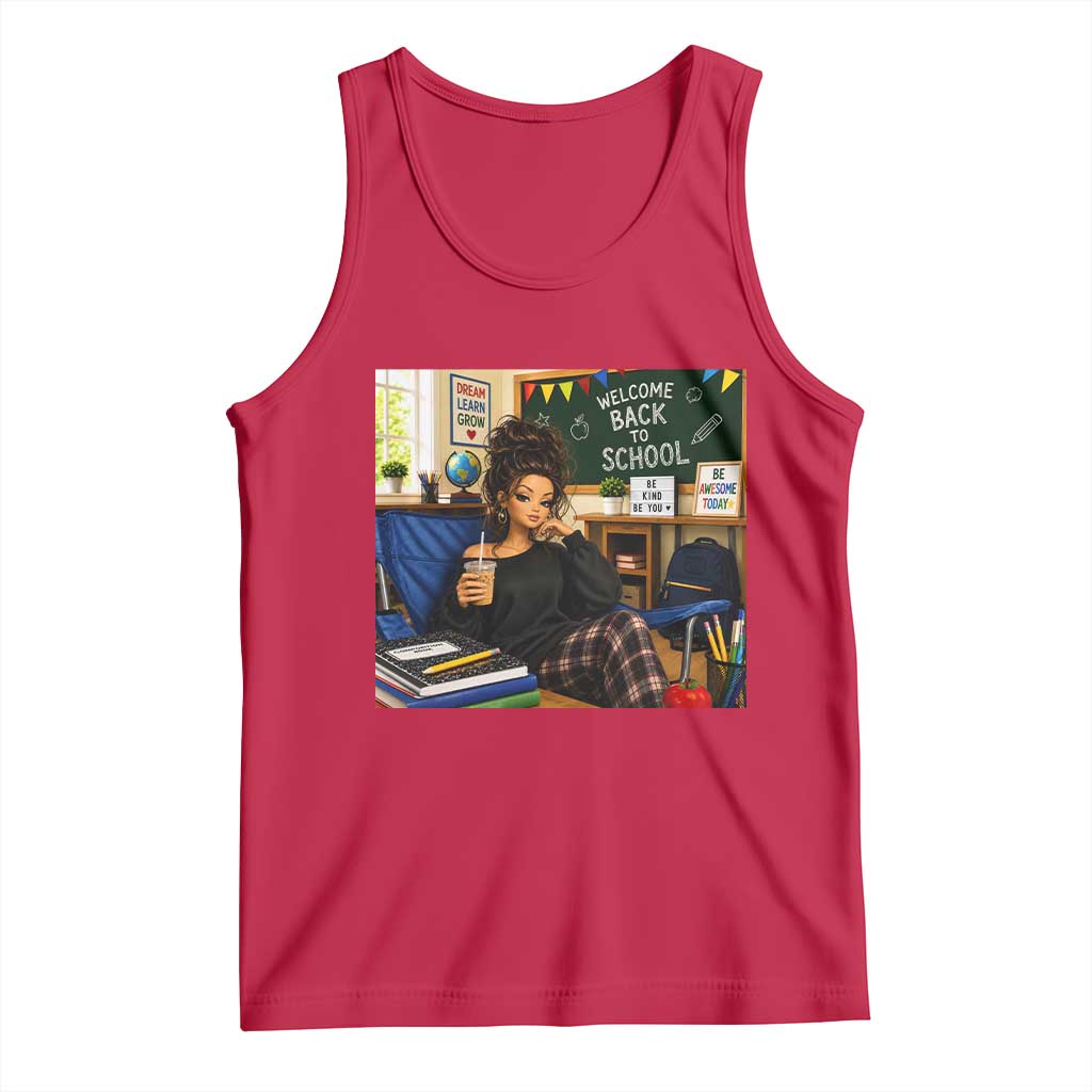 Funny Back To School Doll Face Meme Tank Top Coffee Teacher Gift