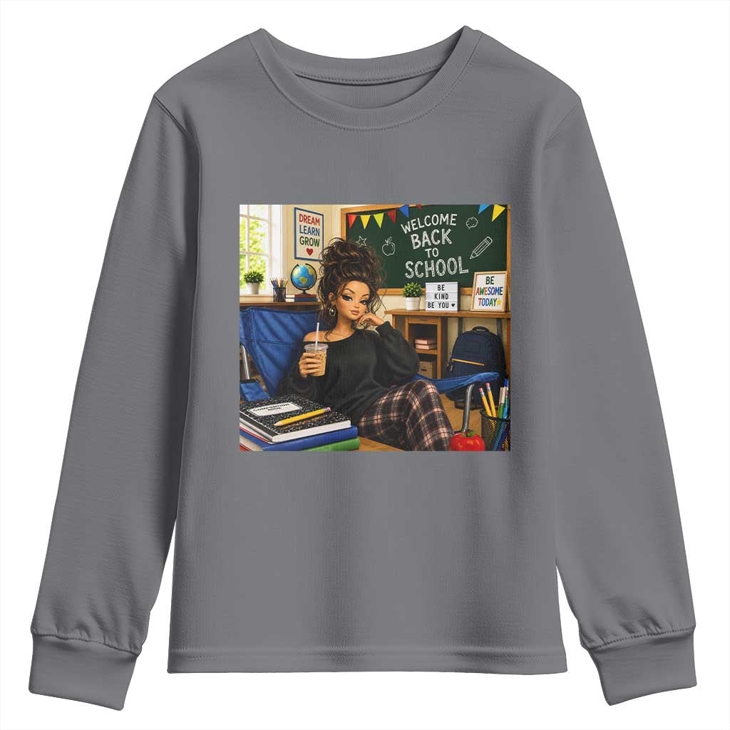 Funny Back To School Doll Face Meme Youth Sweatshirt Coffee Teacher Gift