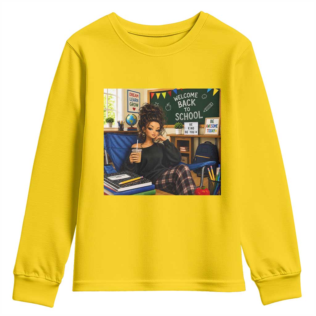 Funny Back To School Doll Face Meme Youth Sweatshirt Coffee Teacher Gift