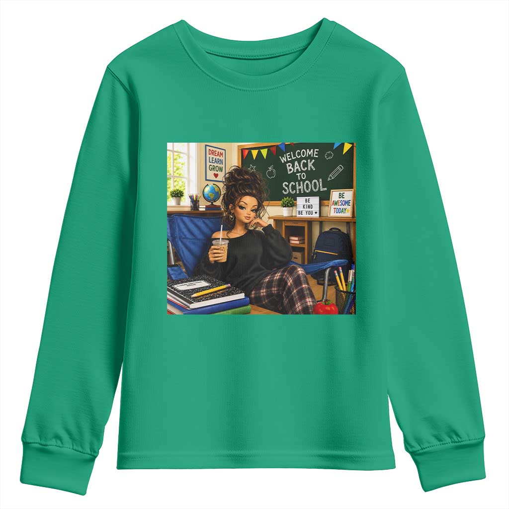 Funny Back To School Doll Face Meme Youth Sweatshirt Coffee Teacher Gift