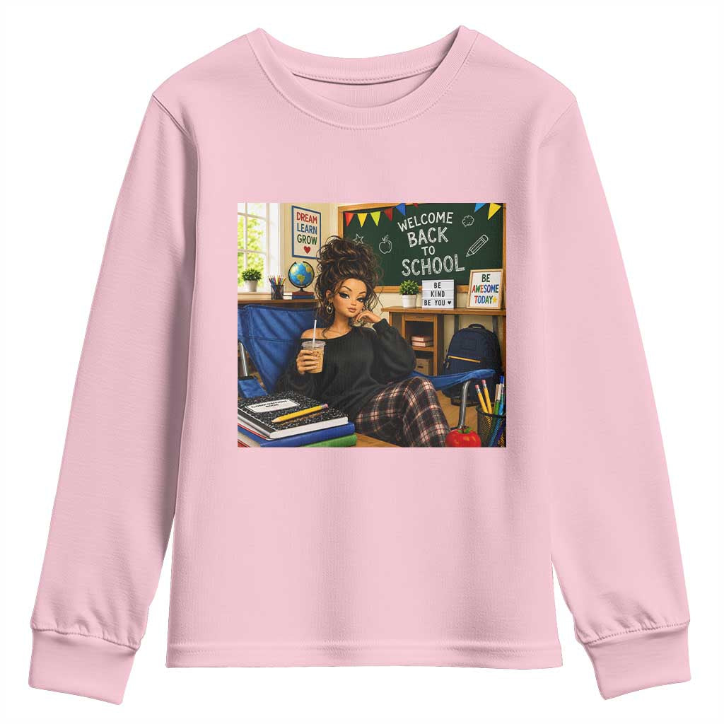 Funny Back To School Doll Face Meme Youth Sweatshirt Coffee Teacher Gift