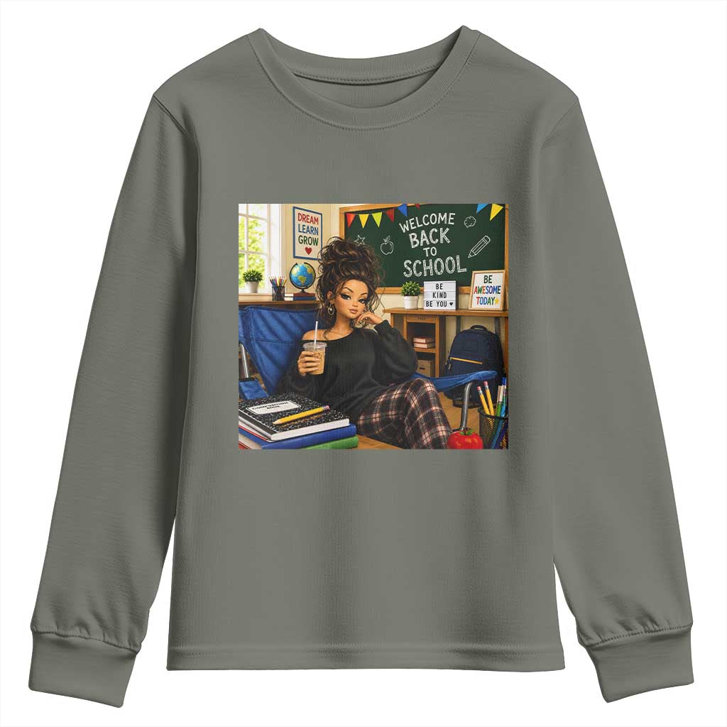 Funny Back To School Doll Face Meme Youth Sweatshirt Coffee Teacher Gift