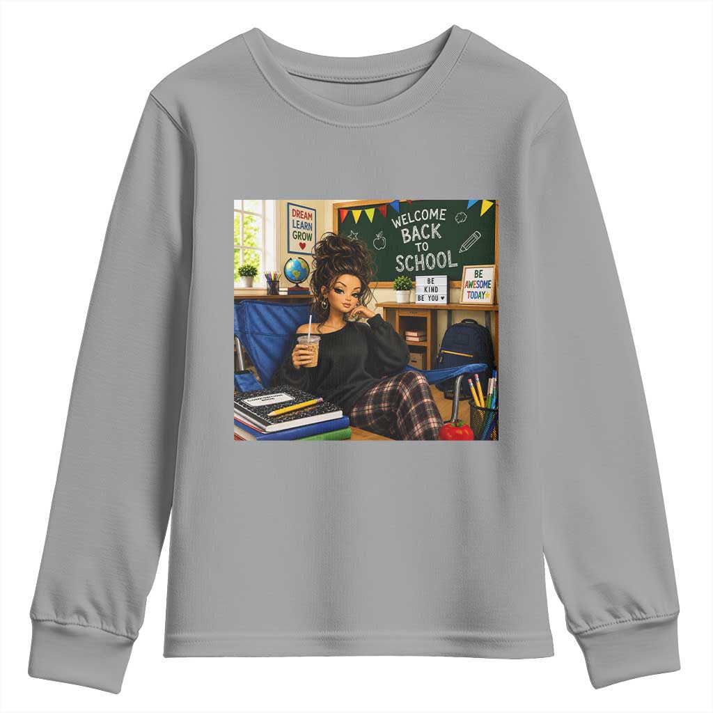 Funny Back To School Doll Face Meme Youth Sweatshirt Coffee Teacher Gift