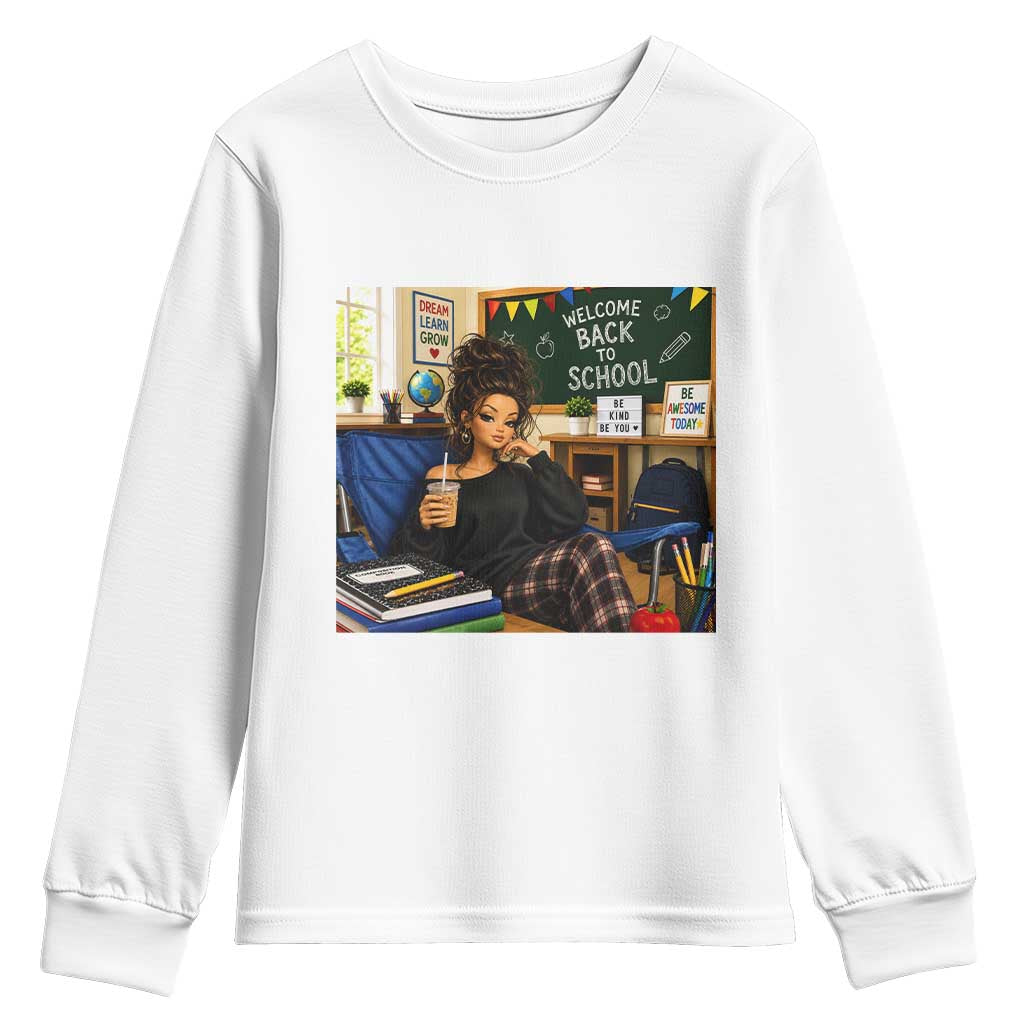 Funny Back To School Doll Face Meme Youth Sweatshirt Coffee Teacher Gift