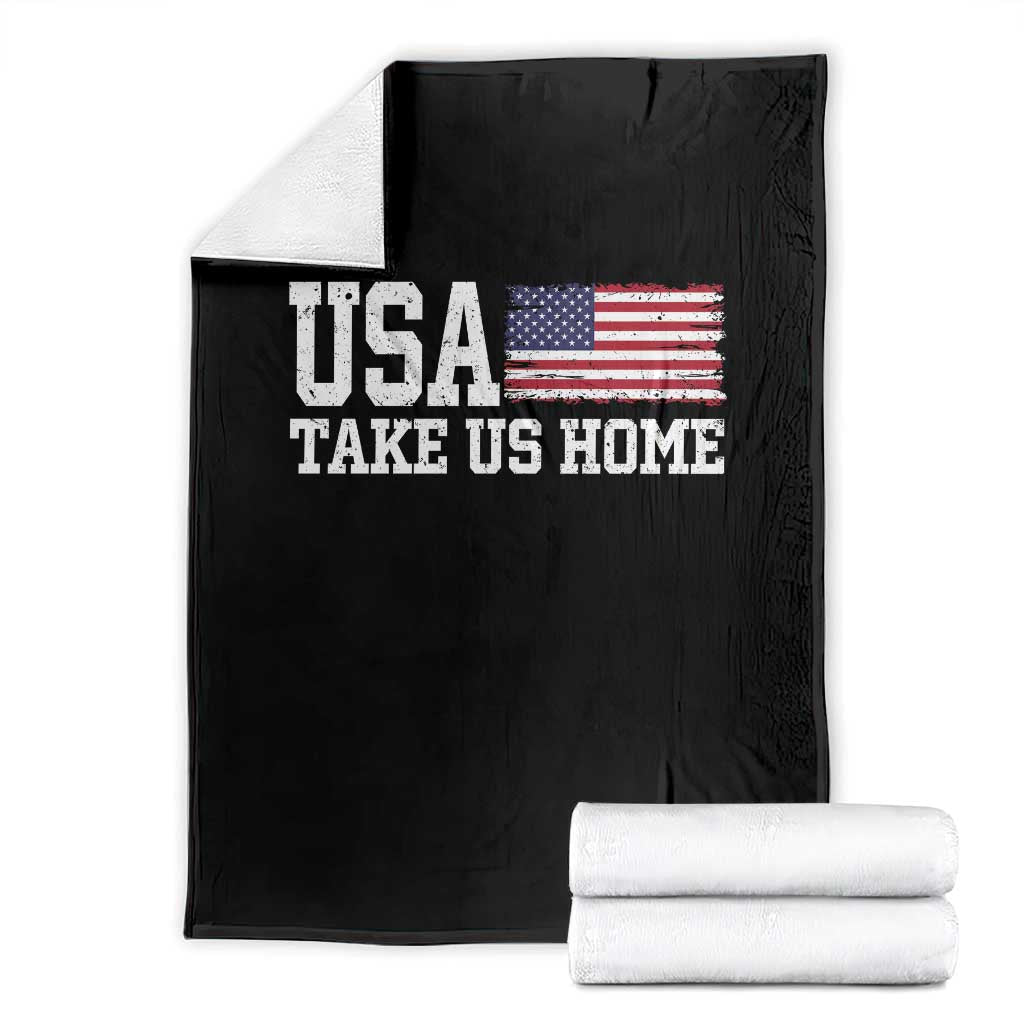 Patriotic USA Soccer Fan Throw Blanket Take Us Home Game Day