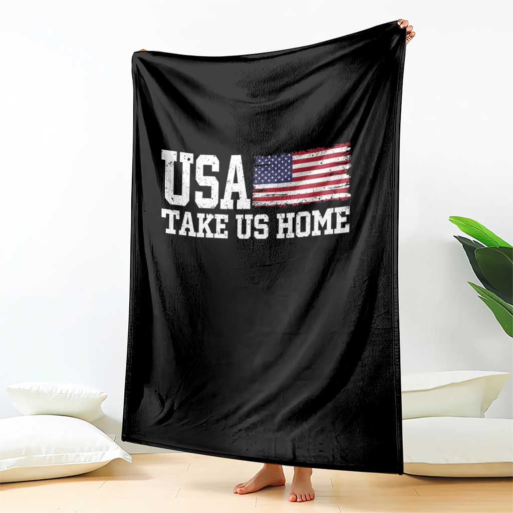 Patriotic USA Soccer Fan Throw Blanket Take Us Home Game Day