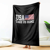 Patriotic USA Soccer Fan Throw Blanket Take Us Home Game Day