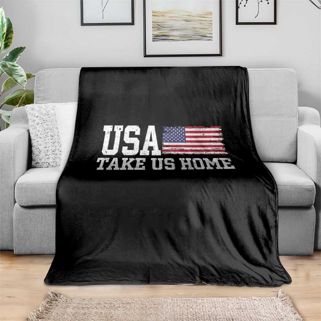 Patriotic USA Soccer Fan Throw Blanket Take Us Home Game Day