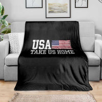 Patriotic USA Soccer Fan Throw Blanket Take Us Home Game Day