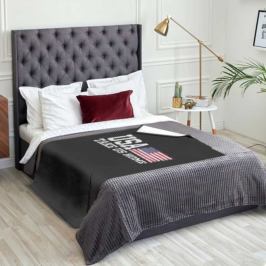 Patriotic USA Soccer Fan Throw Blanket Take Us Home Game Day