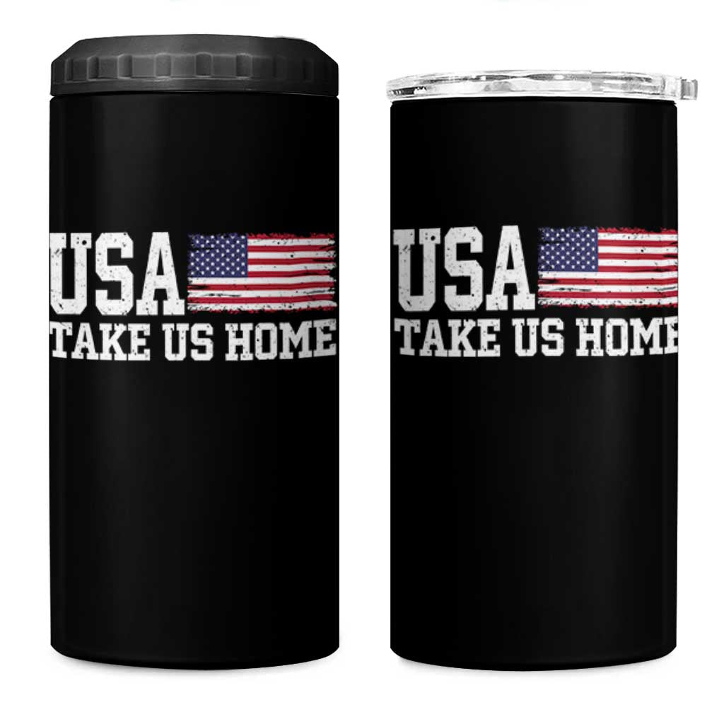 Patriotic USA Soccer Fan 4 in 1 Can Cooler Tumbler Take Us Home Game Day