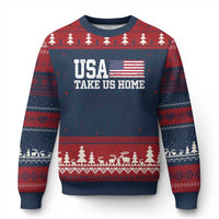 Patriotic USA Soccer Fan Ugly Christmas Sweater Take Us Home Game Day