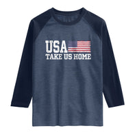 Patriotic USA Soccer Fan Raglan Shirt Take Us Home Game Day