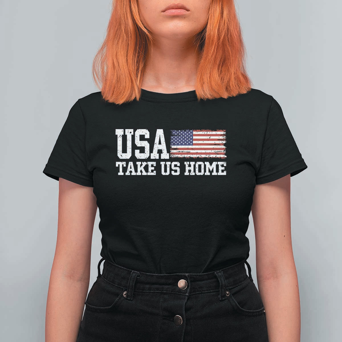 Patriotic USA Soccer Fan T Shirt For Women Take Us Home Game Day