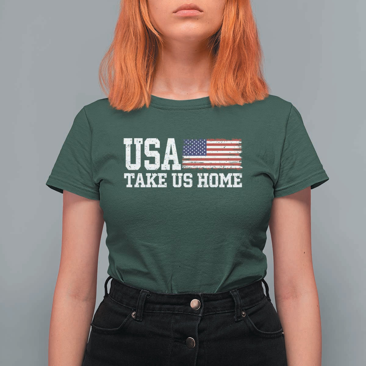Patriotic USA Soccer Fan T Shirt For Women Take Us Home Game Day