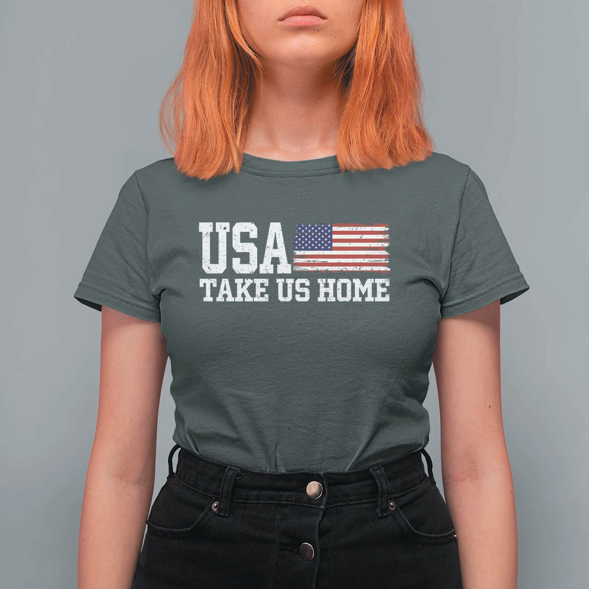 Patriotic USA Soccer Fan T Shirt For Women Take Us Home Game Day