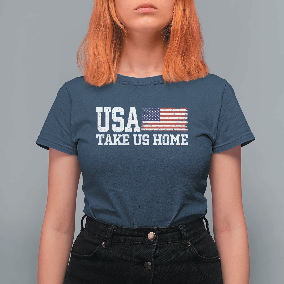 Patriotic USA Soccer Fan T Shirt For Women Take Us Home Game Day