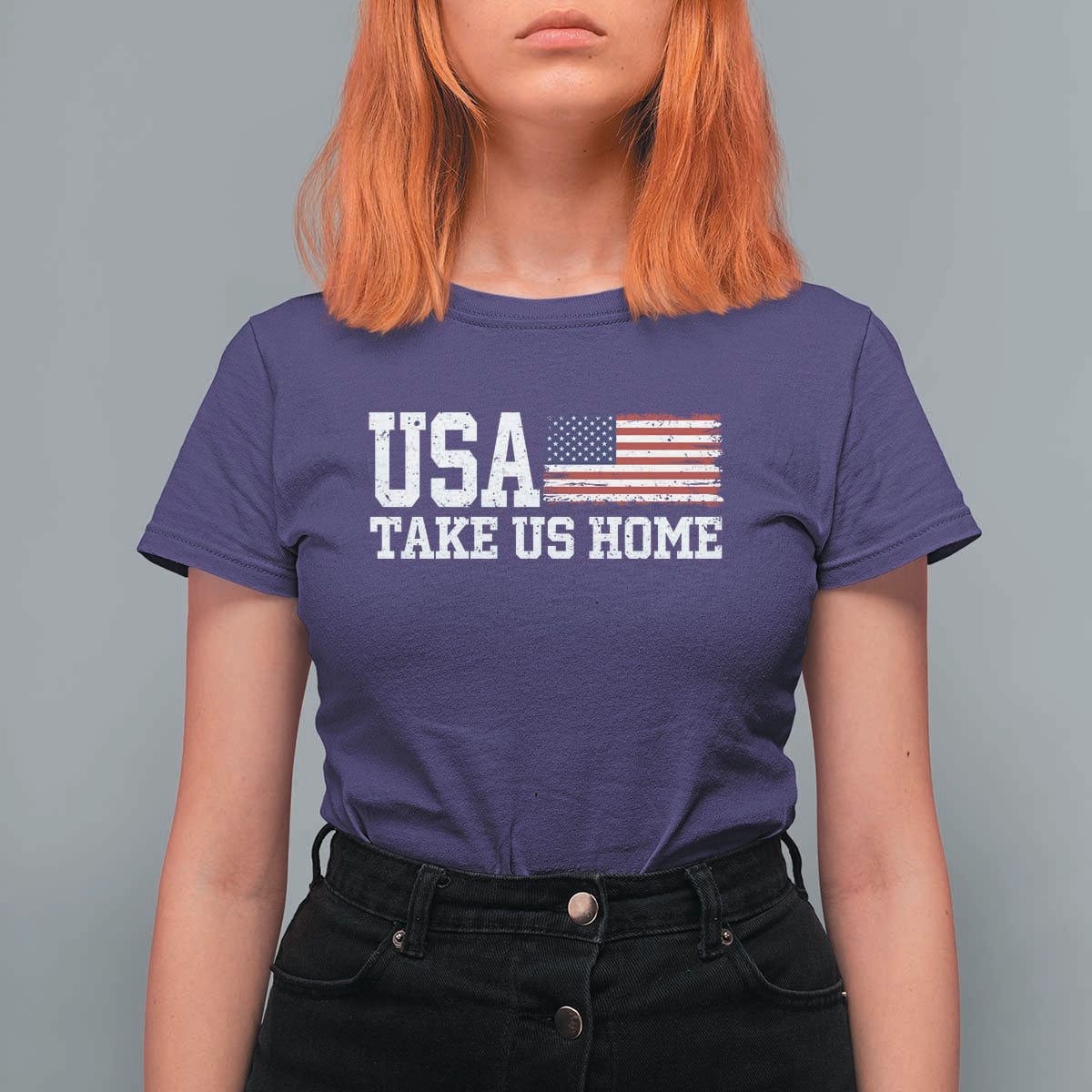 Patriotic USA Soccer Fan T Shirt For Women Take Us Home Game Day