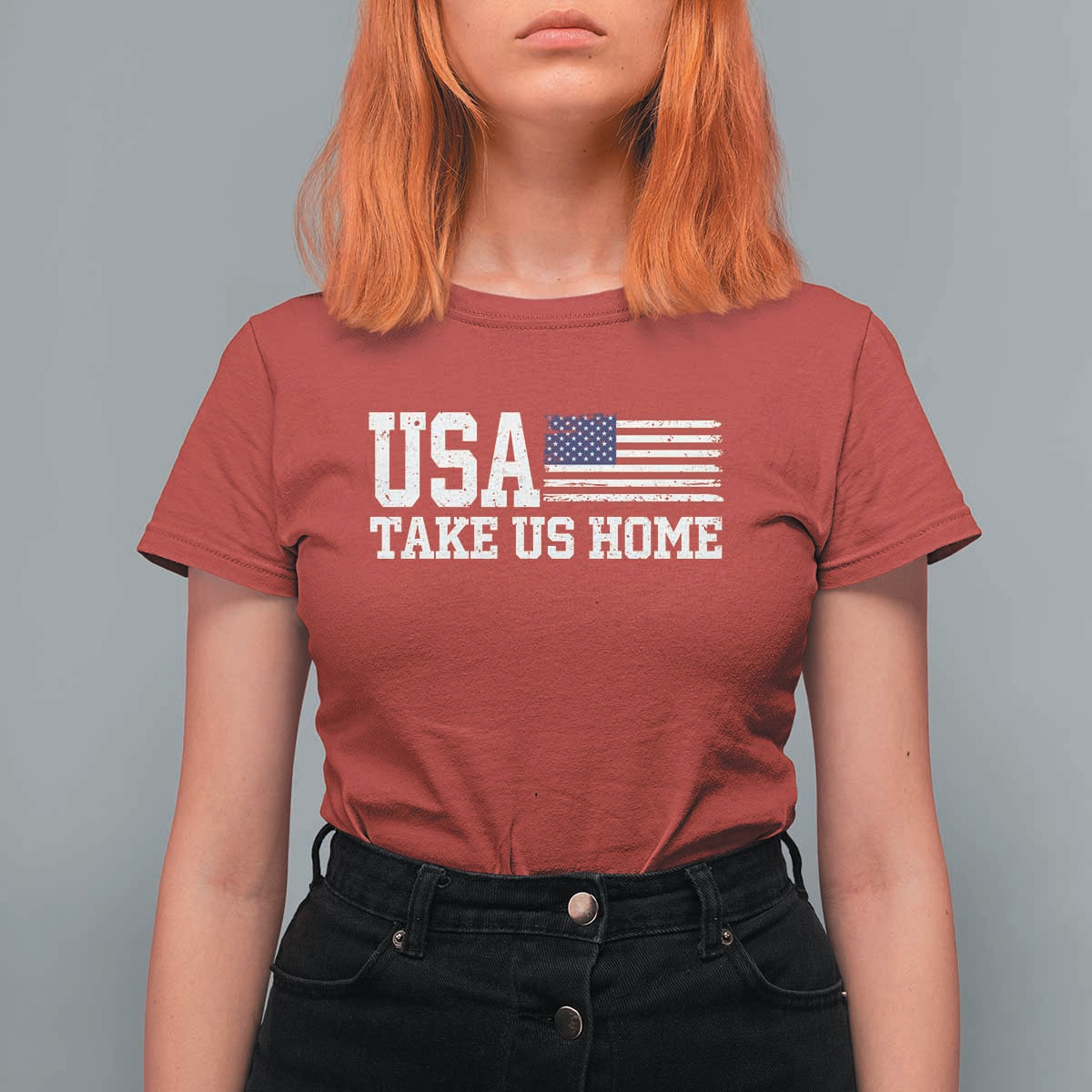 Patriotic USA Soccer Fan T Shirt For Women Take Us Home Game Day