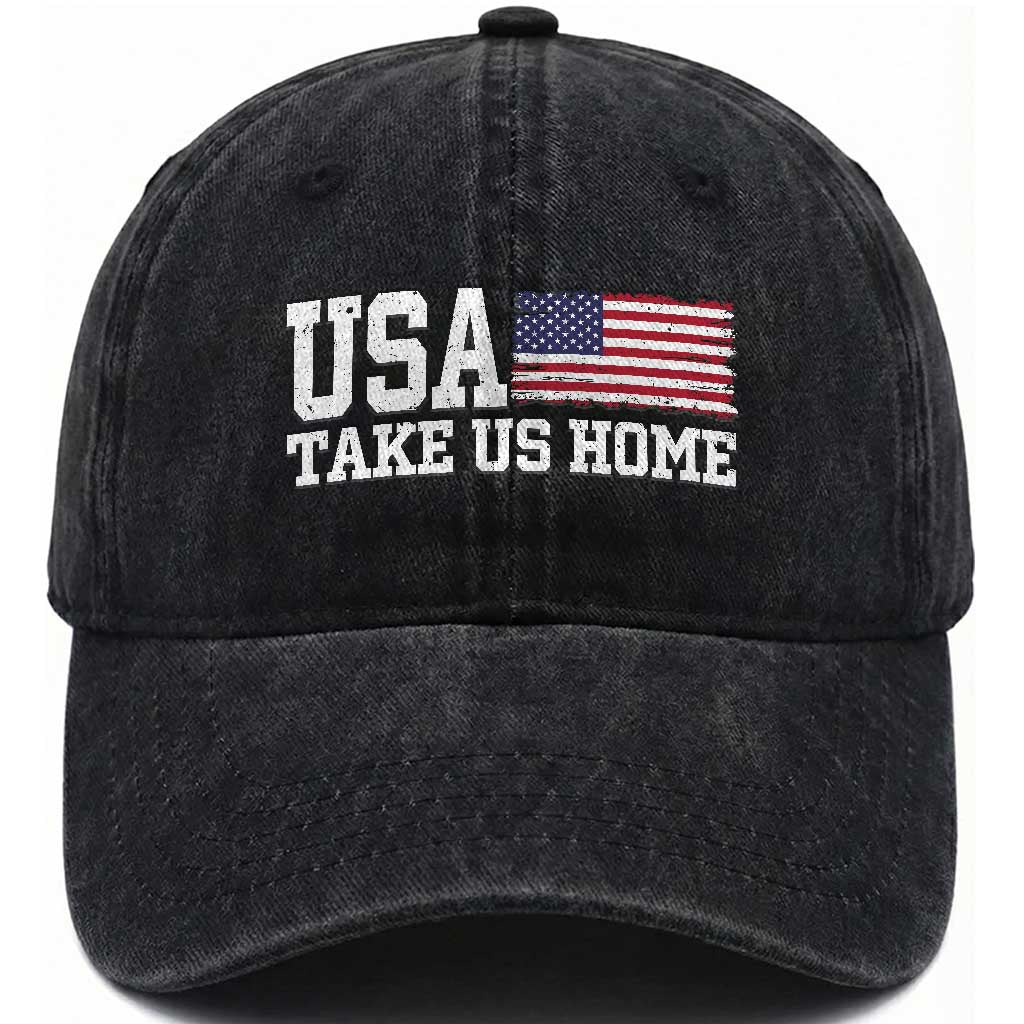 Patriotic USA Soccer Fan Washed Cotton Baseball Cap Take Us Home Game Day