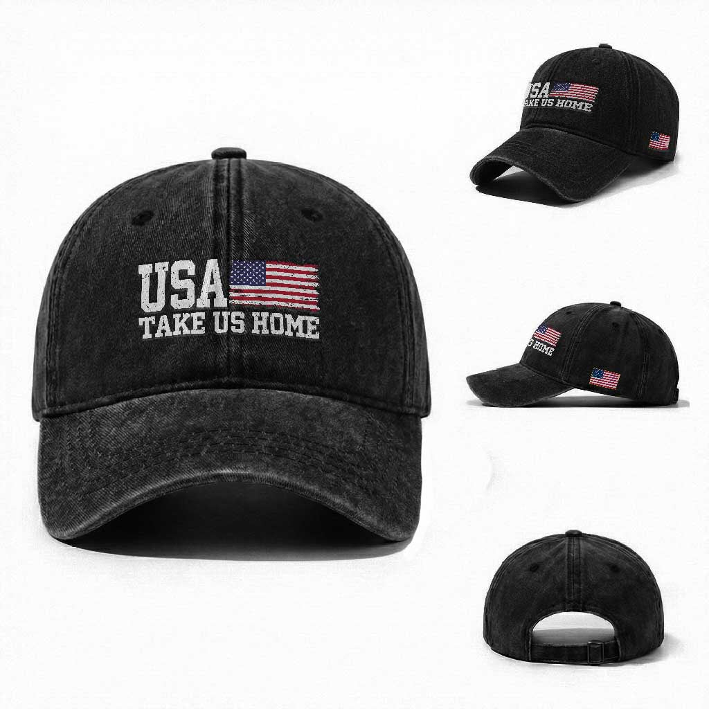 Patriotic USA Soccer Fan Washed Cotton Baseball Cap Take Us Home Game Day