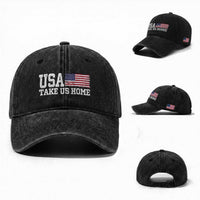 Patriotic USA Soccer Fan Washed Cotton Baseball Cap Take Us Home Game Day