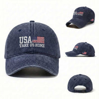 Patriotic USA Soccer Fan Washed Cotton Baseball Cap Take Us Home Game Day