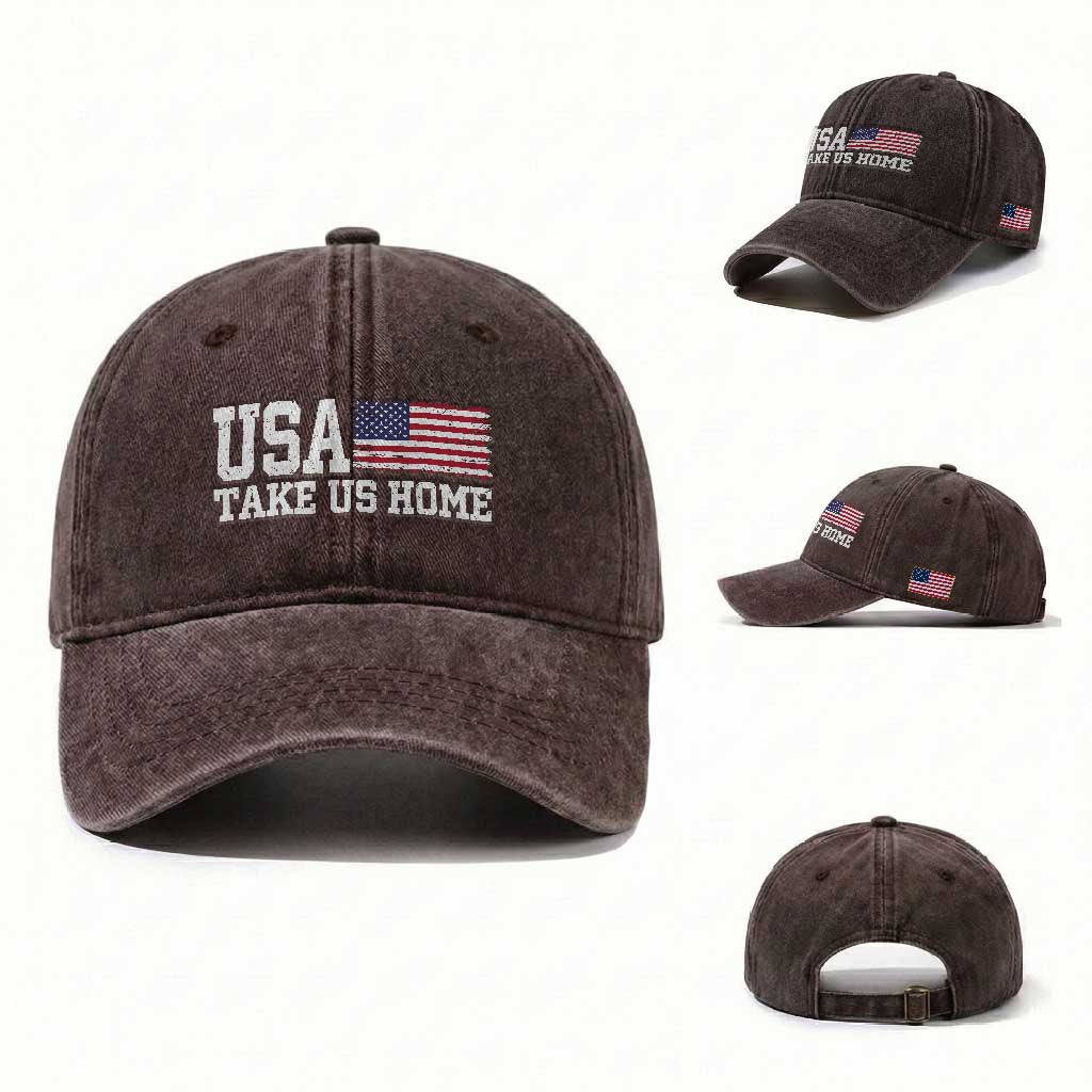 Patriotic USA Soccer Fan Washed Cotton Baseball Cap Take Us Home Game Day