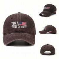 Patriotic USA Soccer Fan Washed Cotton Baseball Cap Take Us Home Game Day