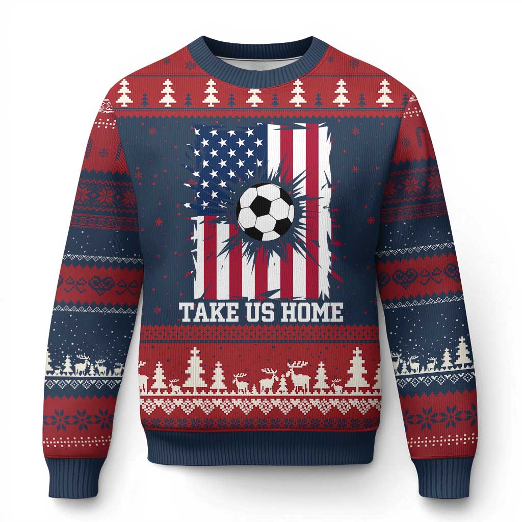 USA Soccer Game Day Ugly Christmas Sweater Take Us Home