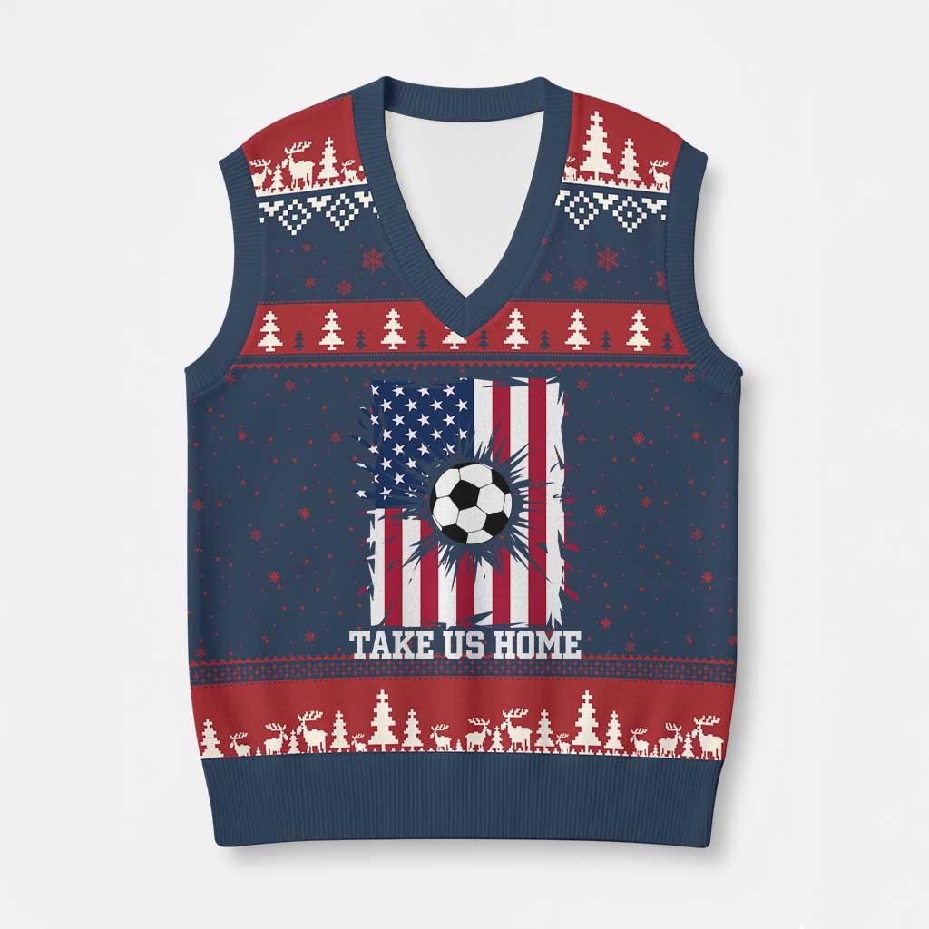 USA Soccer Game Day V-Neck Knit Sweater Vest Take Us Home