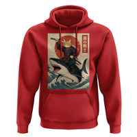 Funny Samurai Cat Riding Shark Hoodie Vintage Japanese Ukiyoe