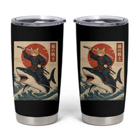 Funny Samurai Cat Riding Shark Tumbler Cup Vintage Japanese Ukiyoe
