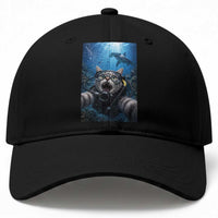 Funny Scuba Diving Cat Selfie With Hammerhead Shark Baseball Cap