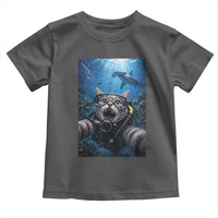 Funny Scuba Diving Cat Selfie With Hammerhead Shark Toddler T Shirt