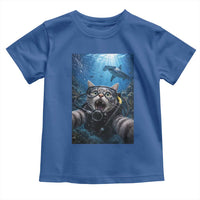 Funny Scuba Diving Cat Selfie With Hammerhead Shark Toddler T Shirt