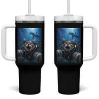 Funny Scuba Diving Cat Selfie With Hammerhead Shark Tumbler With Handle