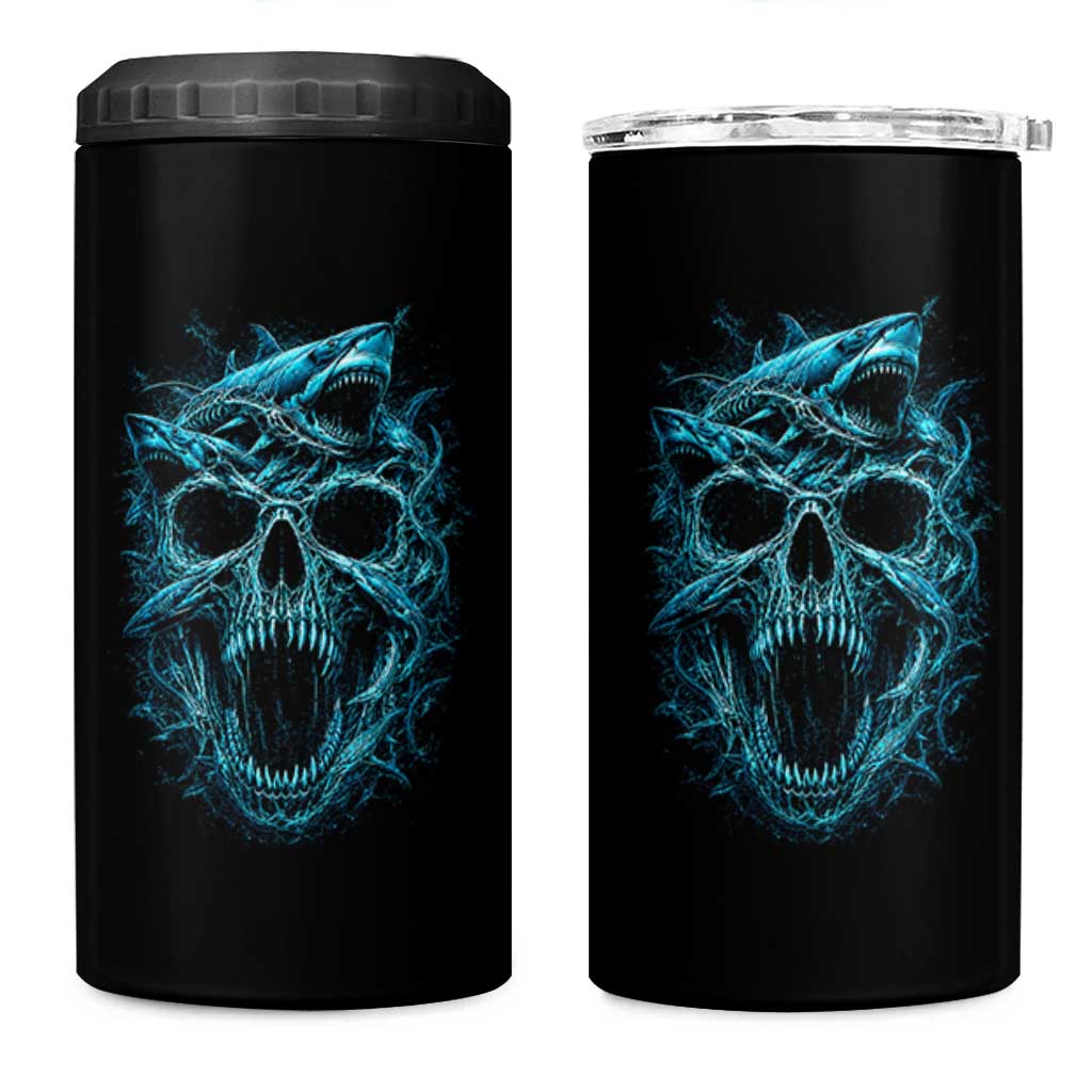 Vintage Great White Shark Skull 4 in 1 Can Cooler Tumbler Deep Sea Horror Art
