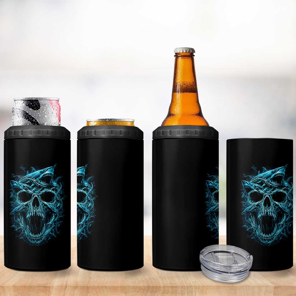 Vintage Great White Shark Skull 4 in 1 Can Cooler Tumbler Deep Sea Horror Art