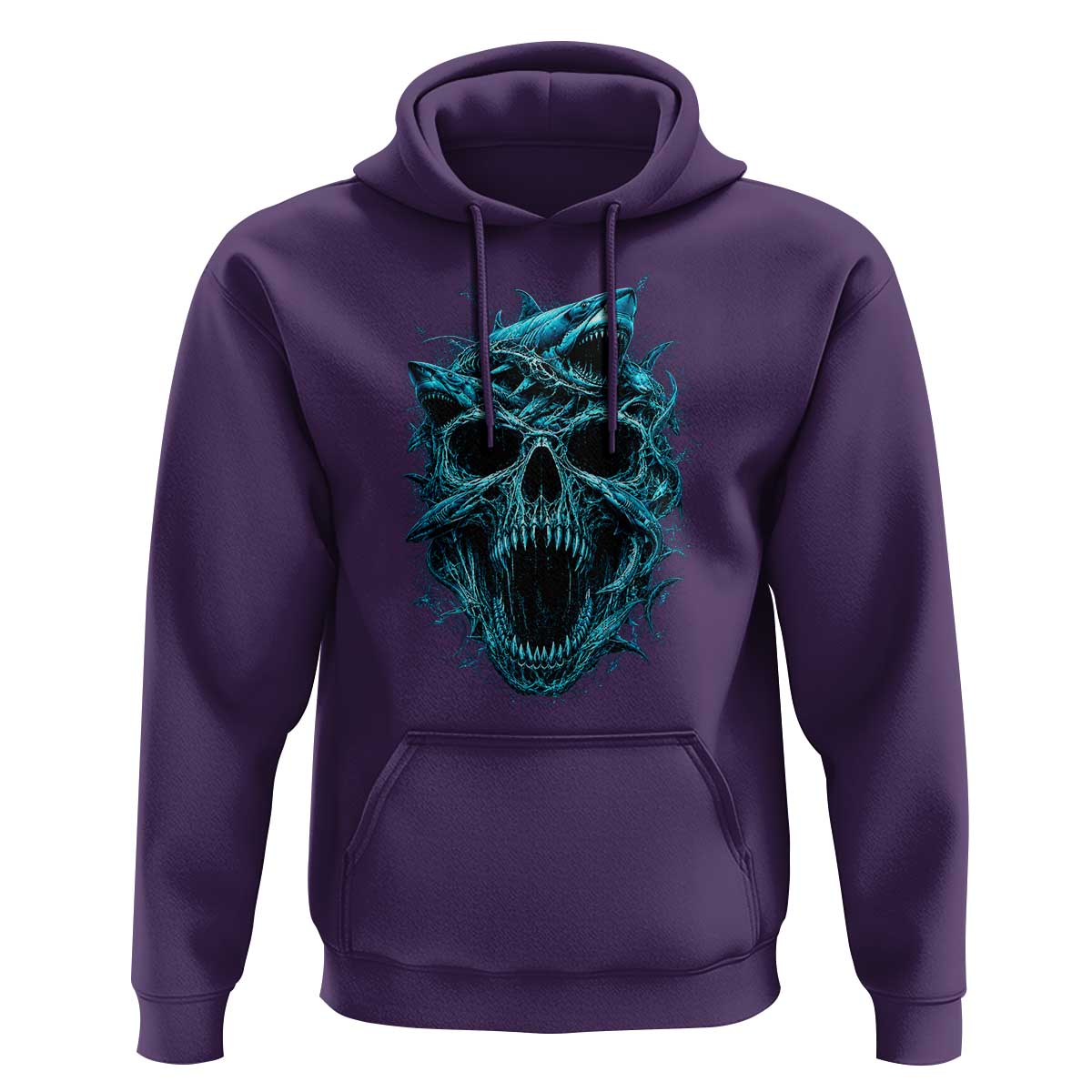Vintage Great White Shark Skull Hoodie Deep Sea Horror Art