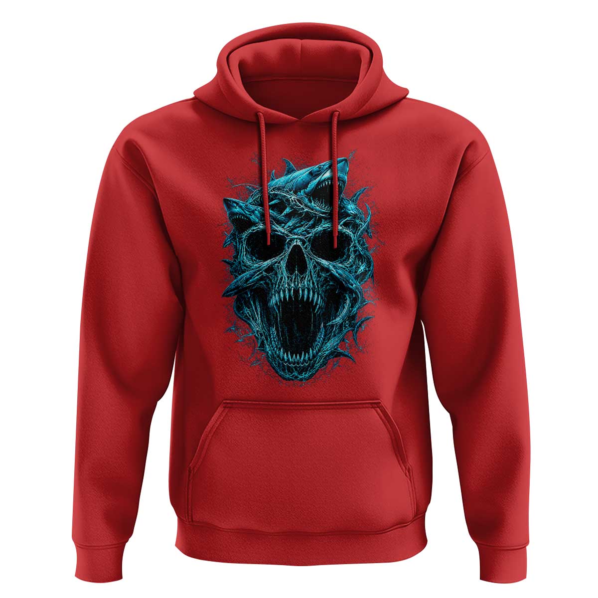 Vintage Great White Shark Skull Hoodie Deep Sea Horror Art