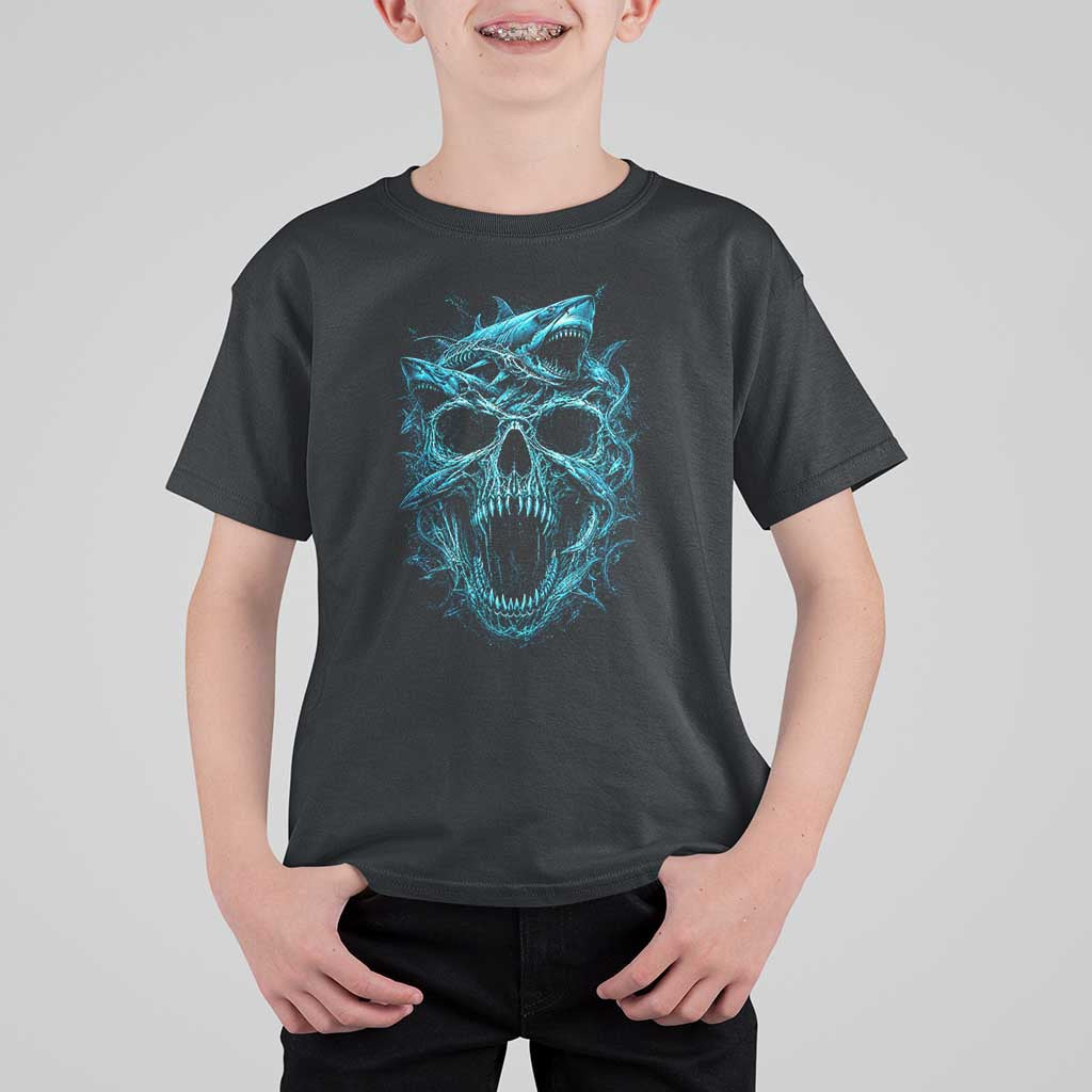 Vintage Great White Shark Skull T Shirt For Kid Deep Sea Horror Art