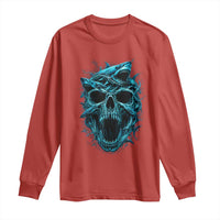 Vintage Great White Shark Skull Long Sleeve Shirt Deep Sea Horror Art