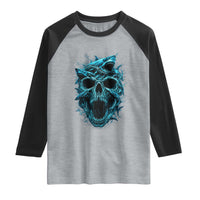 Vintage Great White Shark Skull Raglan Shirt Deep Sea Horror Art