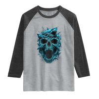 Vintage Great White Shark Skull Raglan Shirt Deep Sea Horror Art