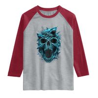 Vintage Great White Shark Skull Raglan Shirt Deep Sea Horror Art