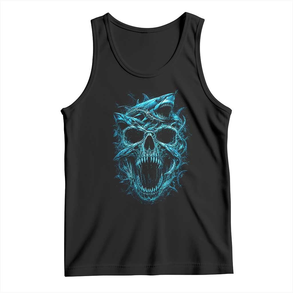 Vintage Great White Shark Skull Tank Top Deep Sea Horror Art